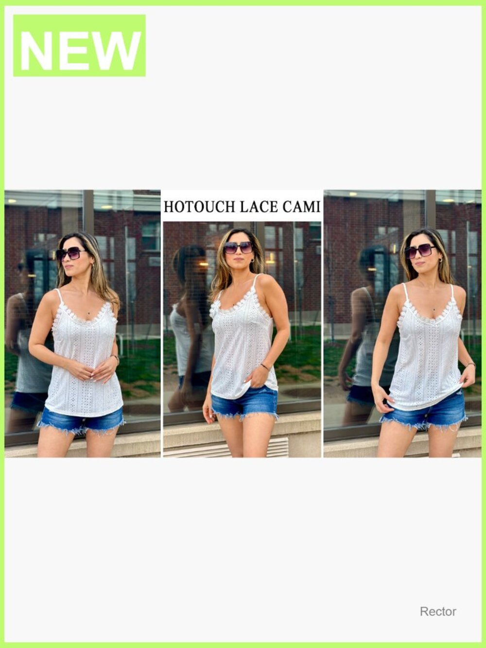 V Neck Spaghetti Strap Tank Top Sleeveless Blouse Loose Fit Eyelet Embroidered - Picture 6 of 7